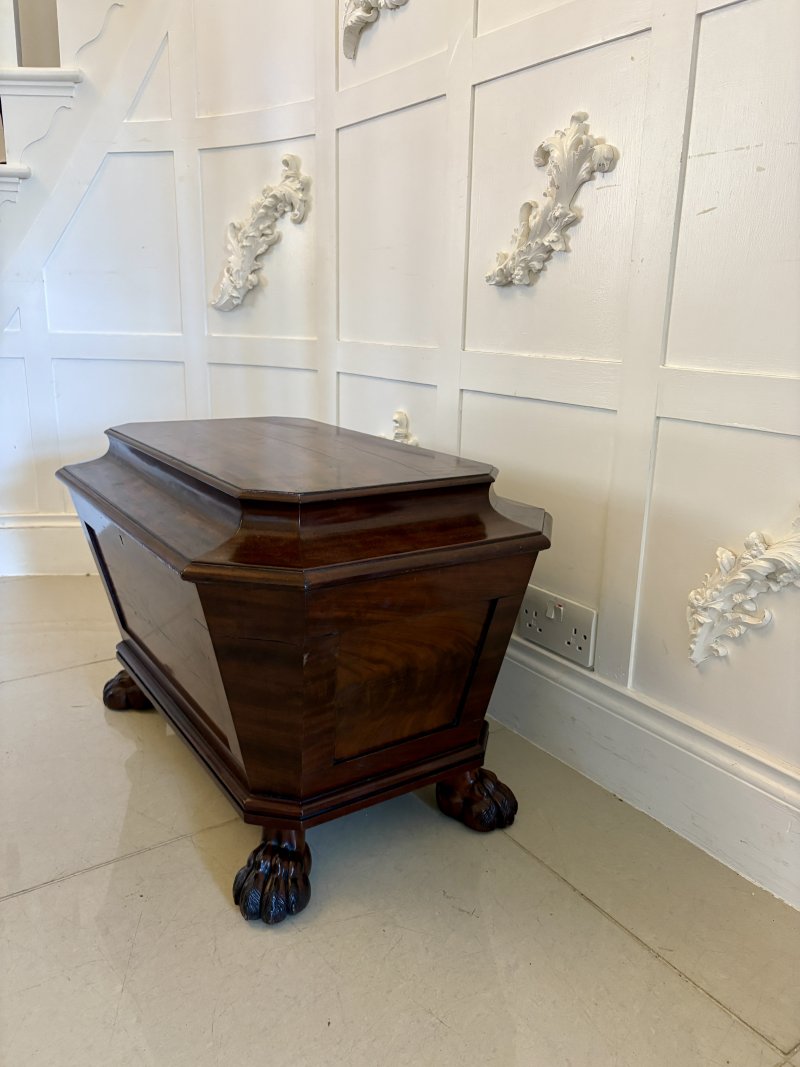 Antique Regency Quality Figured Mahogany Freestanding Wine Cooler